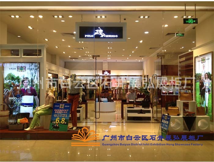 广州男装定做厂 保罗男装专柜 高档男装烤漆柜 衣服高柜 服装展柜图片