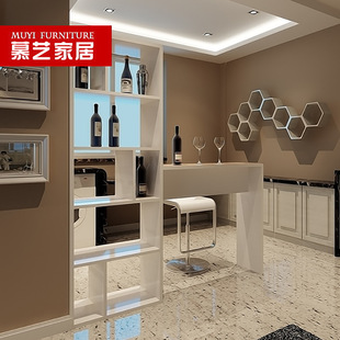 家用吧台 现代简约吧台 慕艺家居 转角酒吧吧台桌柜 酒柜客厅隔断