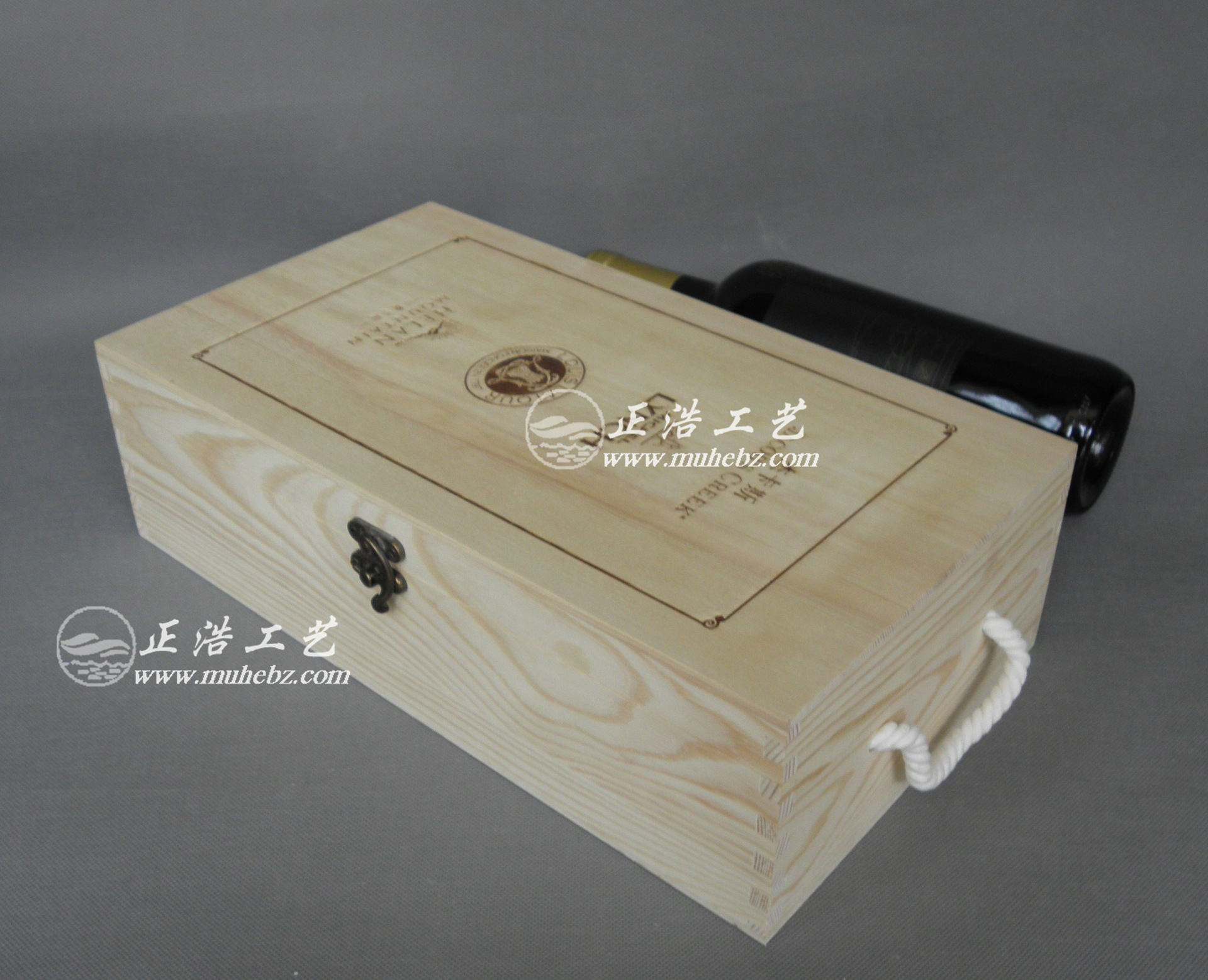 双支装烙印红酒木盒 实木酒盒