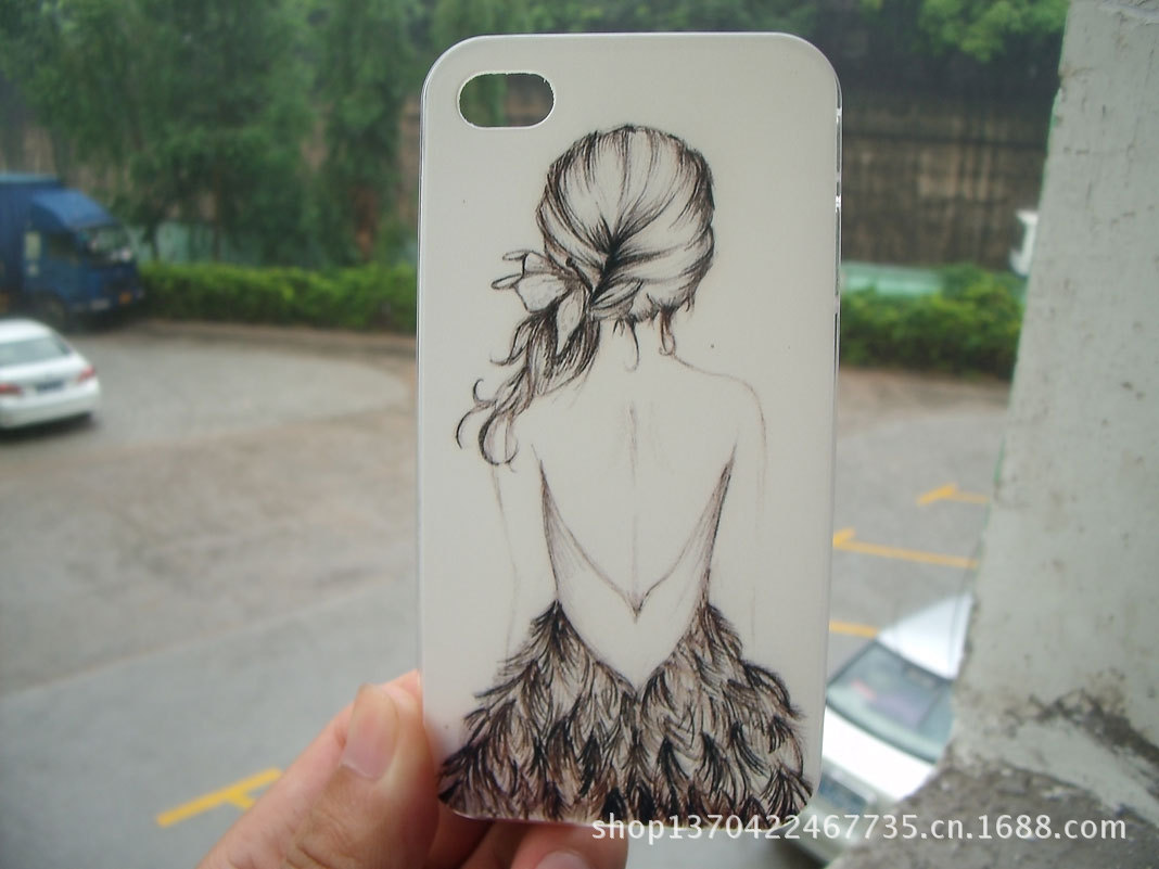 素描美女的背iphone4代手机保护壳批发厂家直销苹果4G手机保护壳