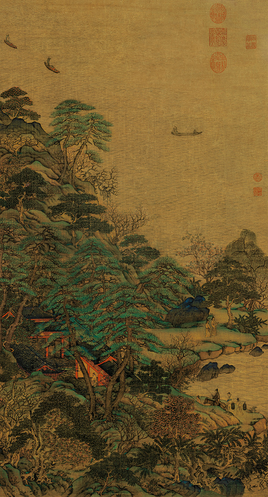 唐 李思训 江帆楼阁-代绢9802 54.7x101