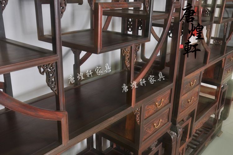 红酸枝外方内圆博古架 (8)