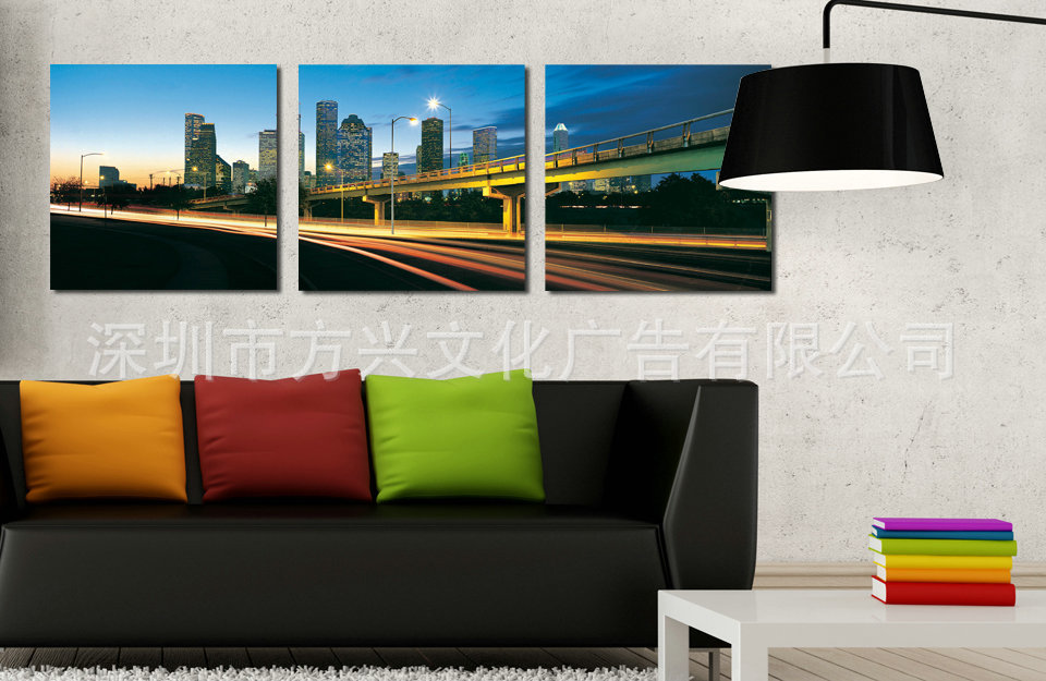 城市风景,3副无框