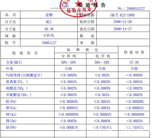 分析纯盐酸,ar盐酸,化学纯盐酸,cp盐酸