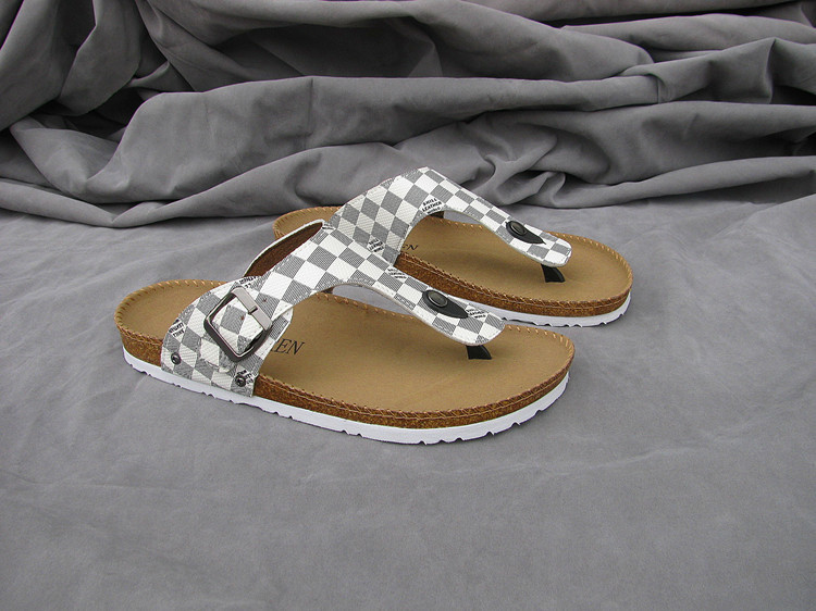 {zx1}韩版时尚男女格子凉鞋拖鞋搭扣软木鞋勃肯鞋情侣鞋