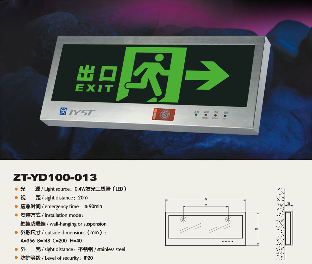 台谊led消防应急灯标志灯安全出口标志灯中的保时捷