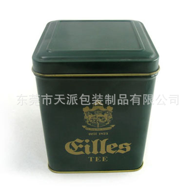 正方形绿色图案高品质马口铁糖果铁盒