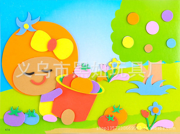 幼儿园趣味贴画 少儿卡通创意立体贴画 EVA拼贴画 -价格,厂家,图