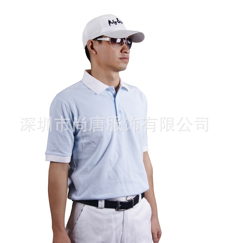 素色POLO系列之全棉蓝双珠配白色领 (3)