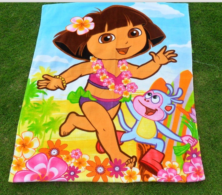 新款纯棉卡通公主 朵拉系列1.5米超大浴巾 沙滩泳巾现货批发
