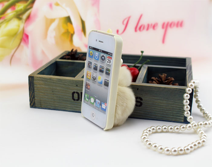 iphone4獺兔毛球手機殼5