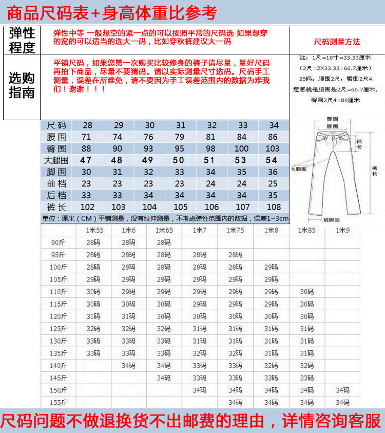 商品尺碼表
