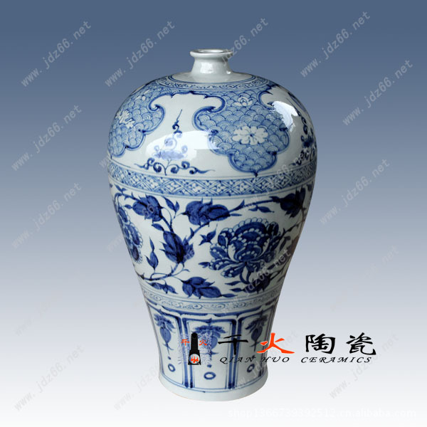 105、元青花仿古如意牡丹梅瓶QHFG00950105-D2