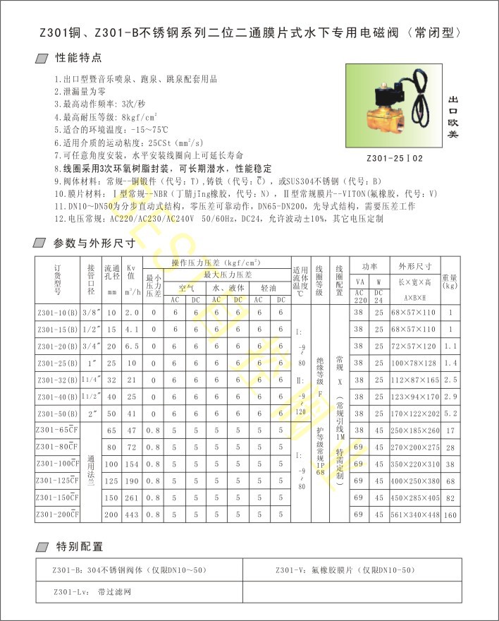 71页 Z301系列水下专用电磁阀
