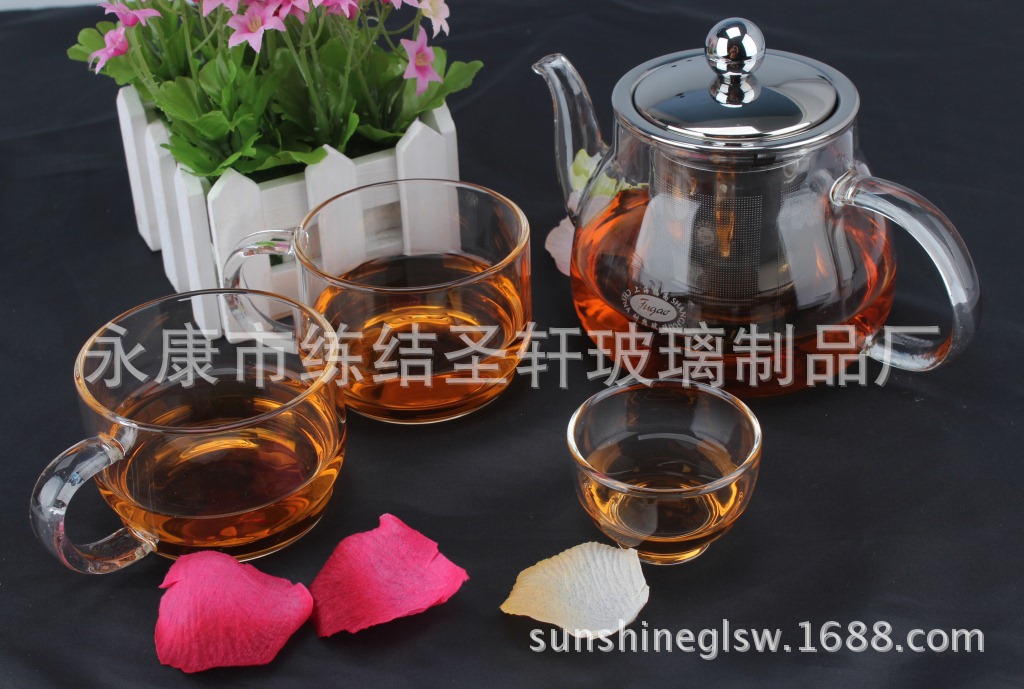 厂家直销耐热玻璃茶具 茶具礼品套装 泡茶杯高档茶具促销礼品批发