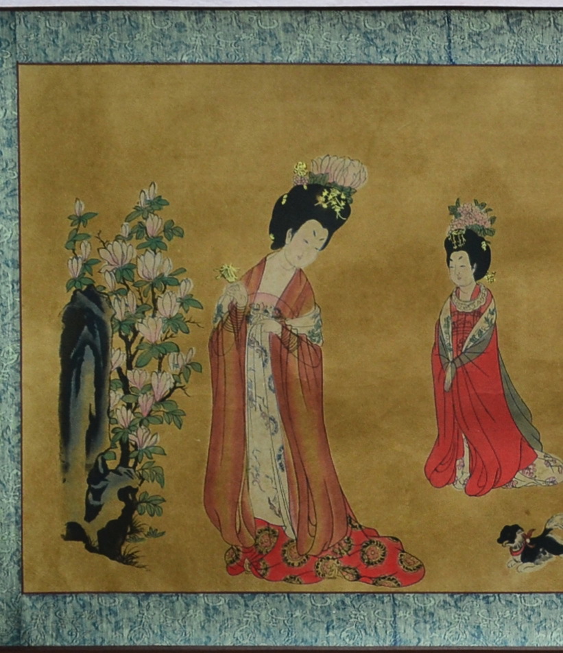 批发零售国画,已装裱唐代仿古名画《簪花仕女图》,编号138-3