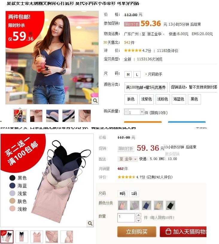 背心銷售情況
