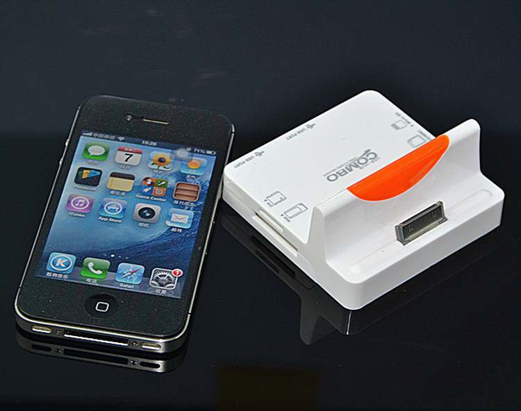 苹果座充 iphone4s充电底座dock 带读卡器 hub 数据 多功能底座图片_6