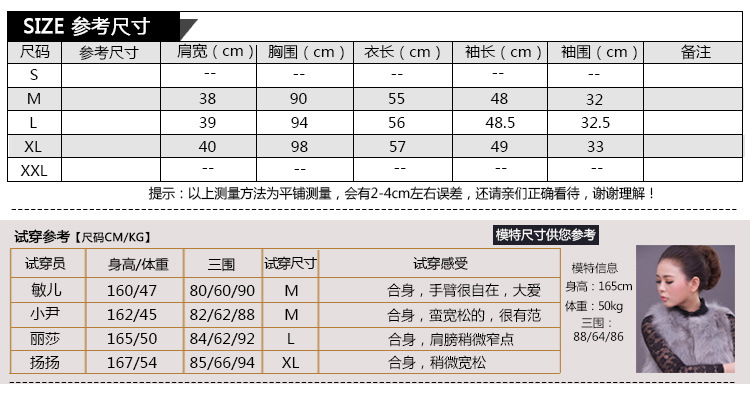 014尺碼表