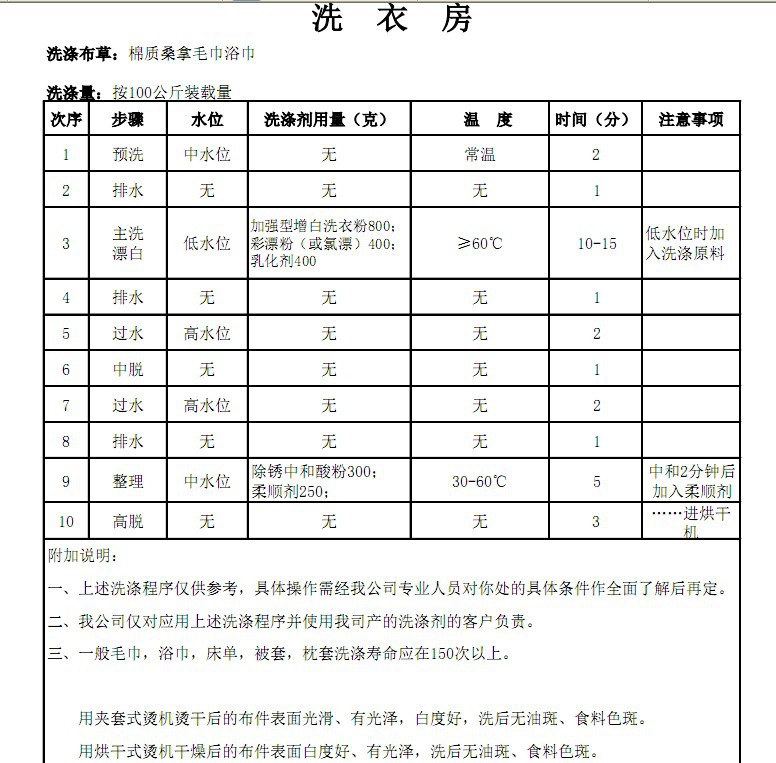 洗衣房洗涤流程