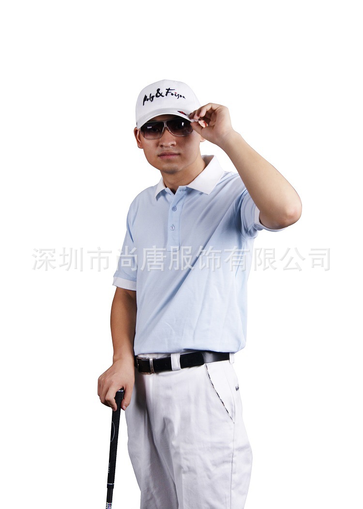 素色POLO系列之全棉蓝双珠配白色领 (4)