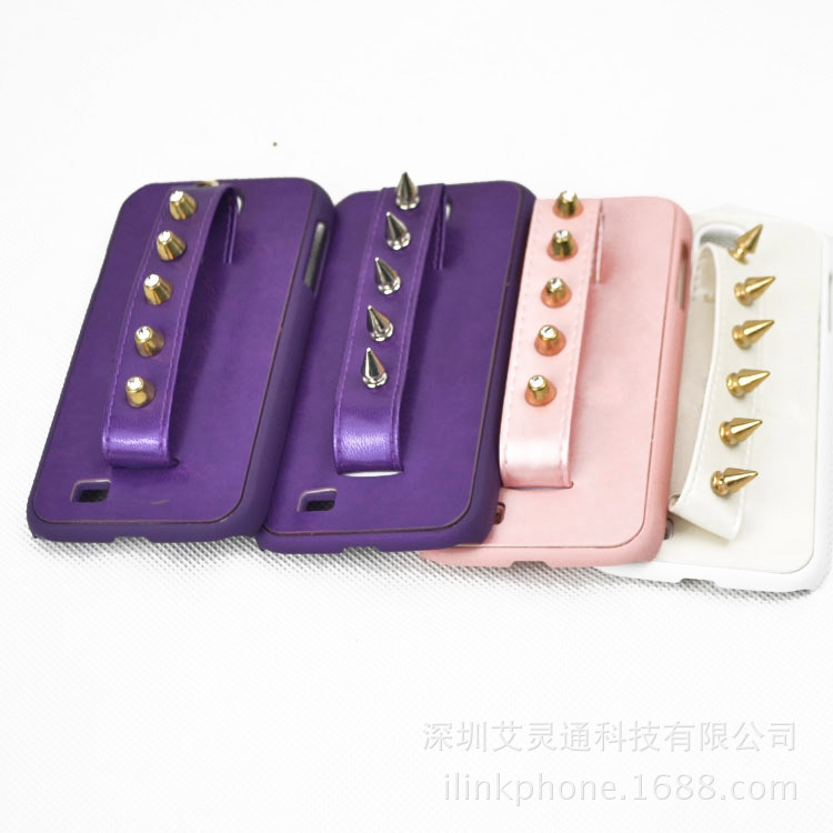 廠傢直銷新款 iphone44s手機殼 蘋果鉚釘皮