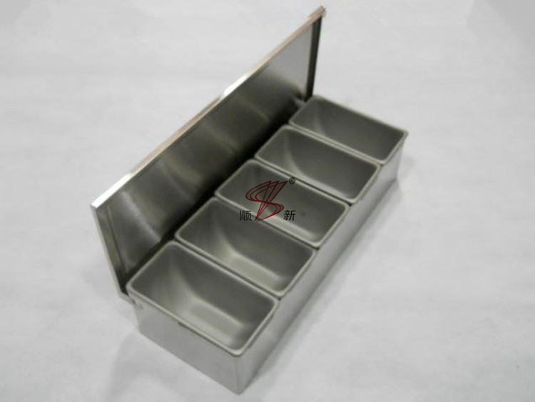 批发高级不锈钢全钢调味盒 五味五格调味盒调料盒 二三四六味