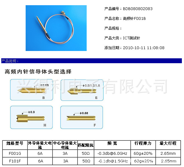 探针型号说明