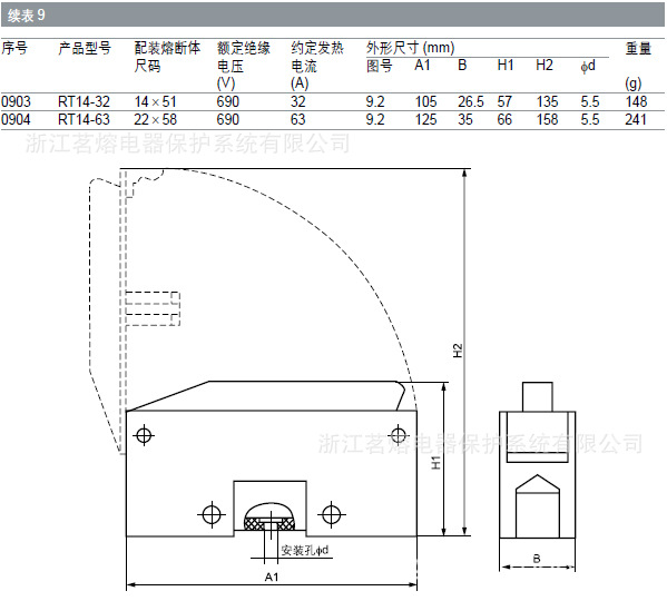 RT14-32 底座 基本参数