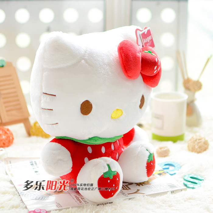 澳捷爾正版 Hello Kitty 坐姿草莓KT貓  毛絨玩具禮品 情人節禮物工廠,批發,進口,代購