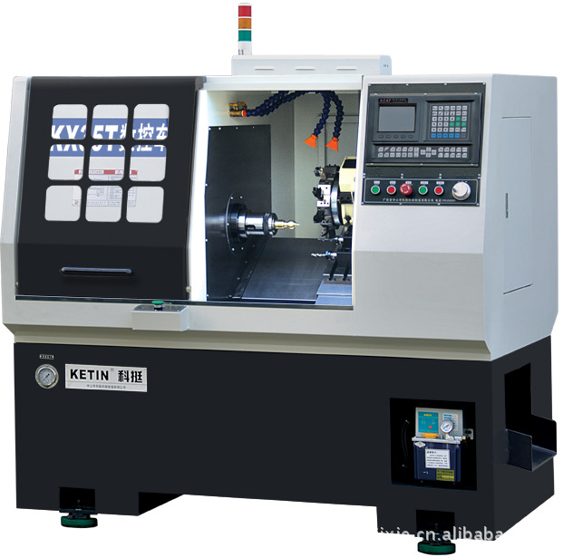 全自动加工刀塔式数控车床，液压夹紧，线轨，广东中山科挺CNC。