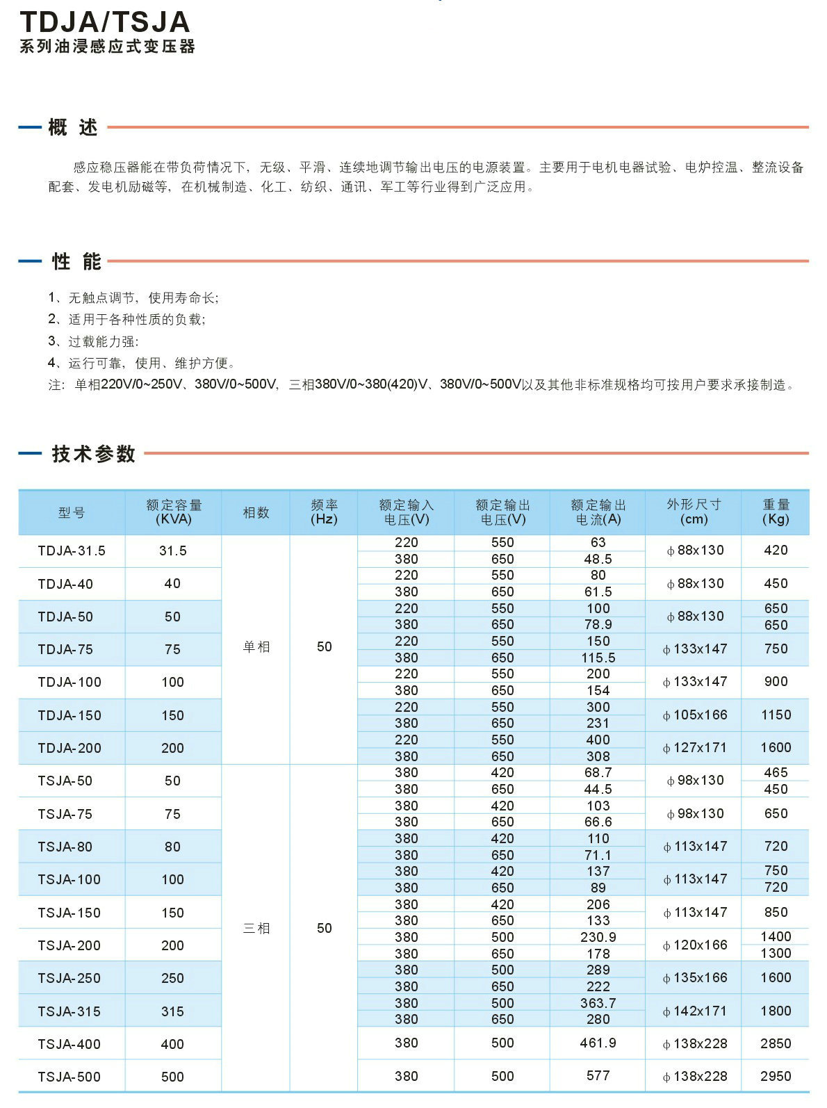 TDGC2、TSGC2E系列接觸式自藕調壓器說明