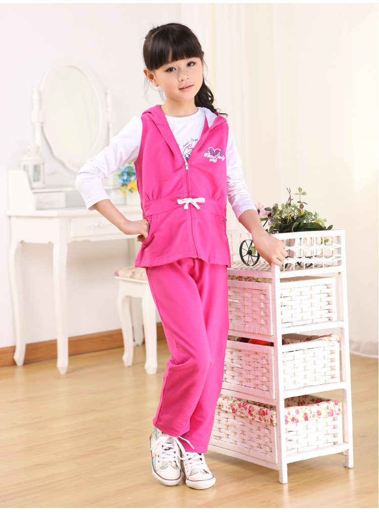 秋季新款兒童服裝 品牌原單休閒運動全棉長袖女童三件套裝批發