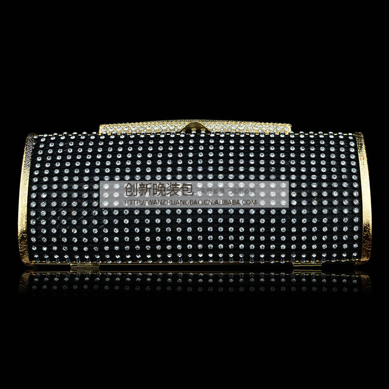 黑色单面网钻硬盒包手抓包女