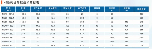 NE提升链技术参数