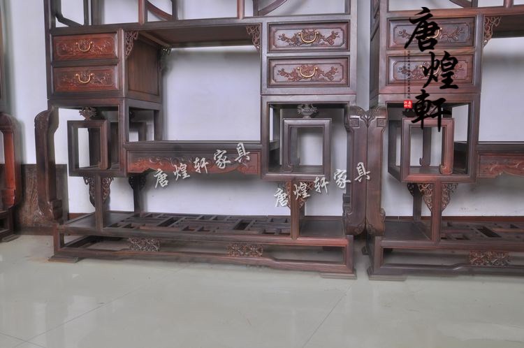 红酸枝外方内圆博古架 (10)