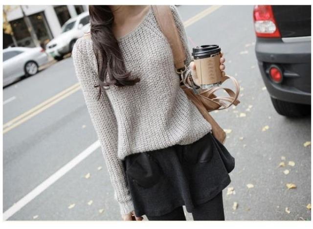 D813 仿皮真口袋大百褶 (9)