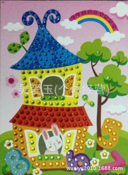卡通制作钻石贴画,儿童益智拼图玩具,手工制作,立体画图片,卡