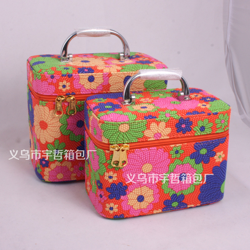 2014新款花朵時尚凸點兩件套化妝包立體化妝箱現貨批發工廠,批發,進口,代購