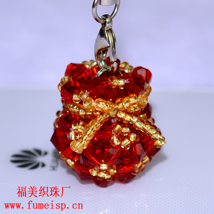 批发人造水晶手工手机挂件 4mm尖珠串珠,钱袋,福袋【发财瓶】