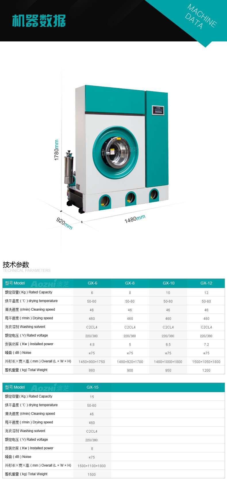 开启式干洗机数据