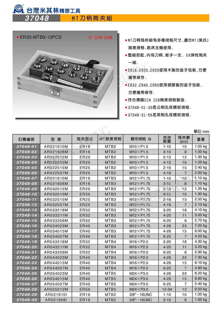 37048 1MT刀柄筒夹组