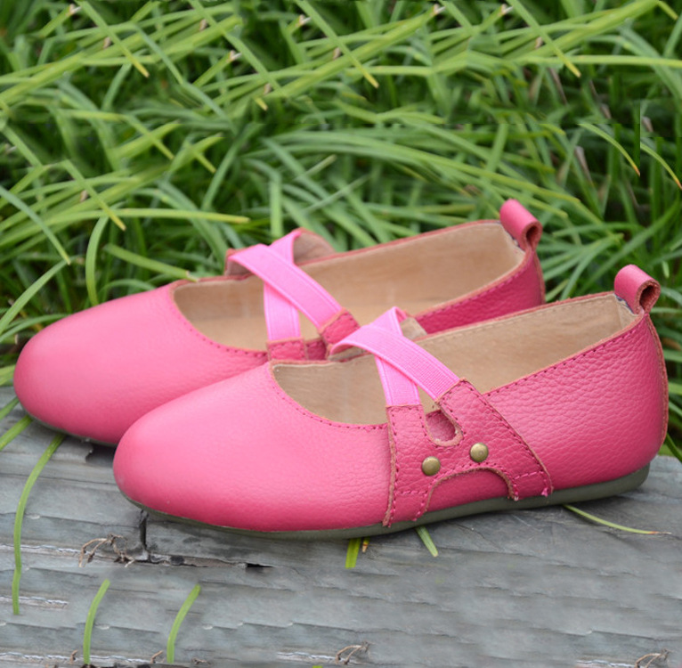 2014春秋季新款真皮纯色透气 七星蛙品牌女童鞋 厂家直销