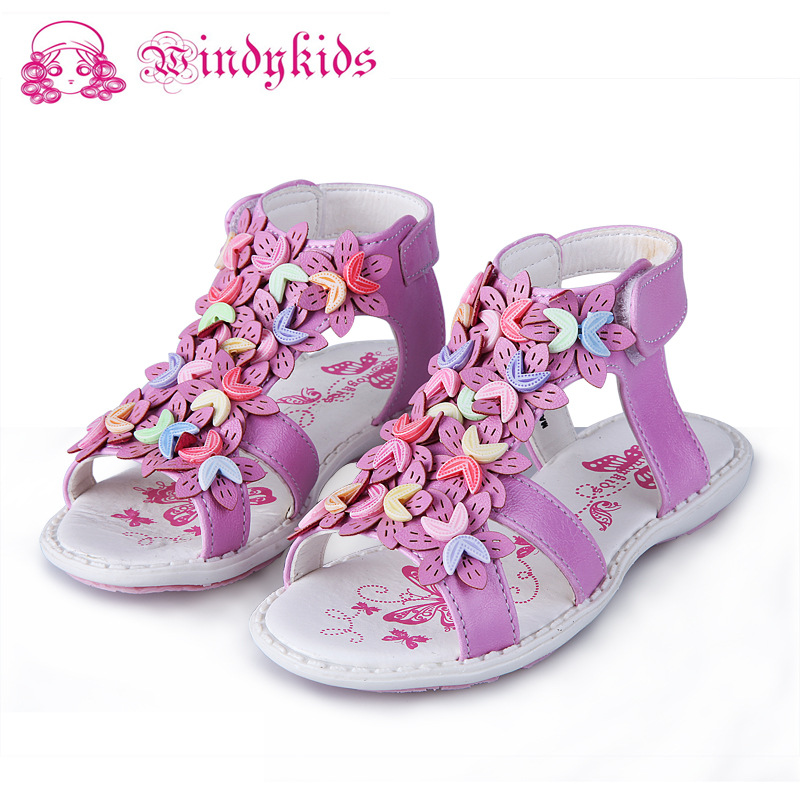 新款韩版紫色时尚中帮凉鞋儿童皮鞋 女童公主单鞋 童鞋批发1407