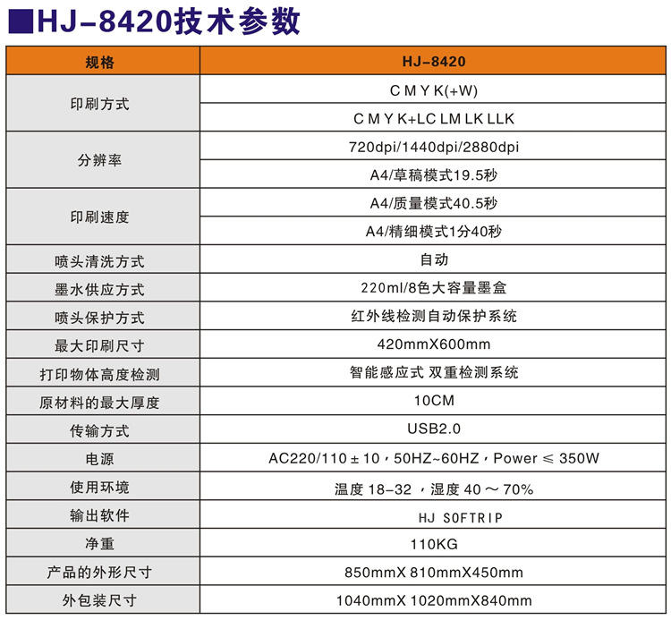 2-HJ-8420 技术参数