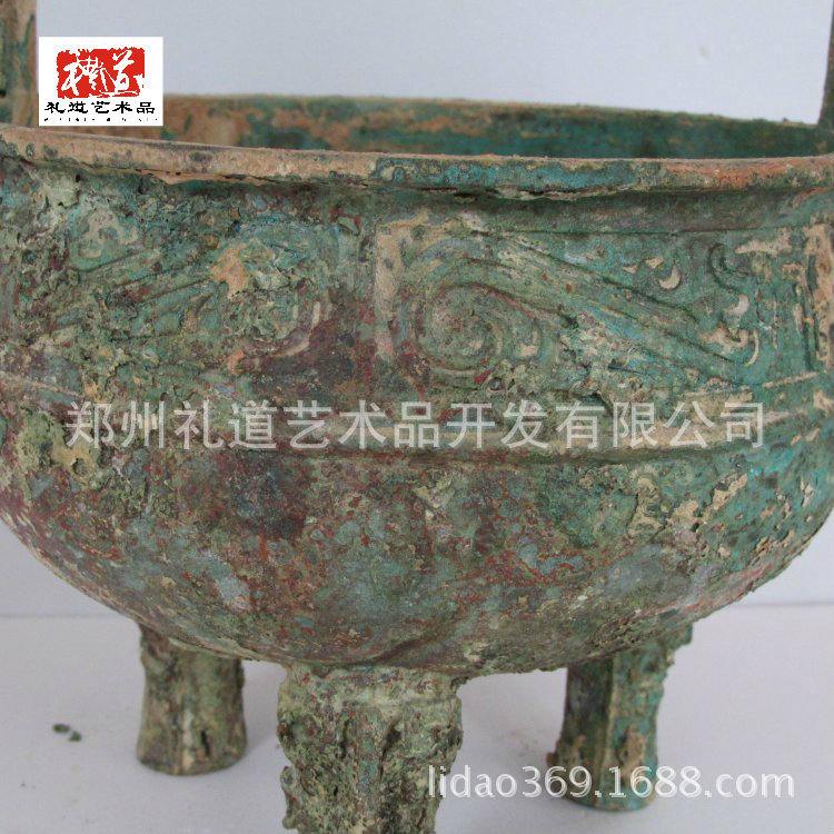 高仿青铜器干坑碳化红斑绿绣