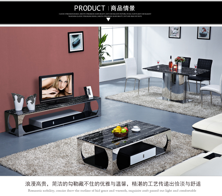 【佳优】2014高档家具 厂家直销 不锈钢大理石S666餐桌 质量保证