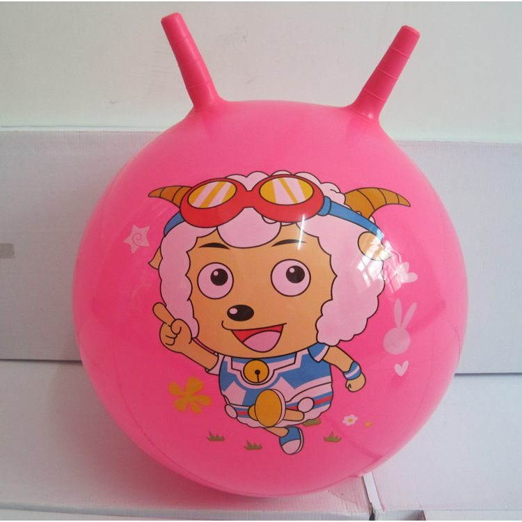 充气玩具环保新料儿童球跳跳球羊角球手柄蹦蹦球直径45cm