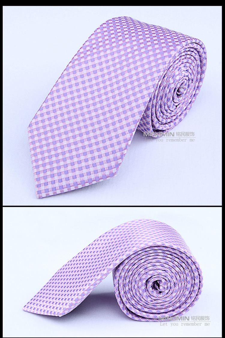 MINGMIN紫色格纹领带_05