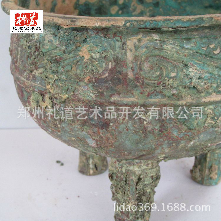 高仿青铜器干坑碳化红斑绿绣